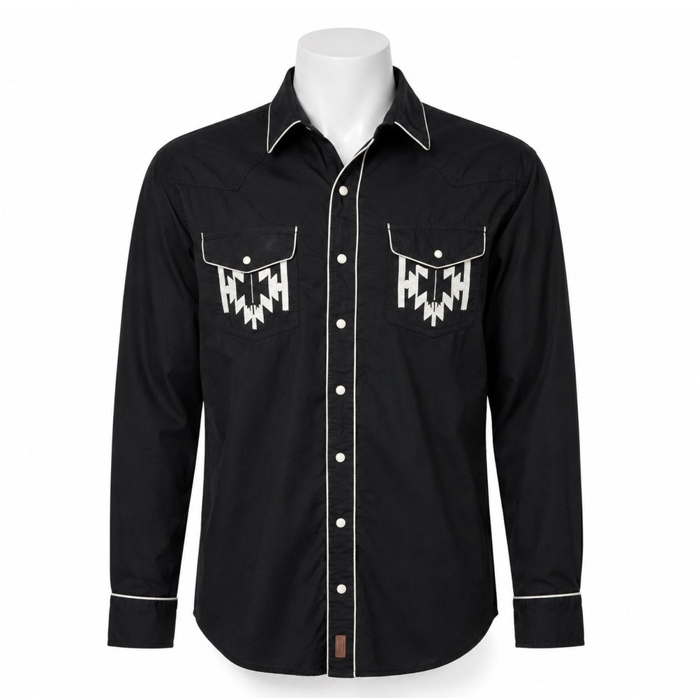 Ariat Chimayo Pearl Snap Western Shirt Men's XXL Black Embroidered Southwest